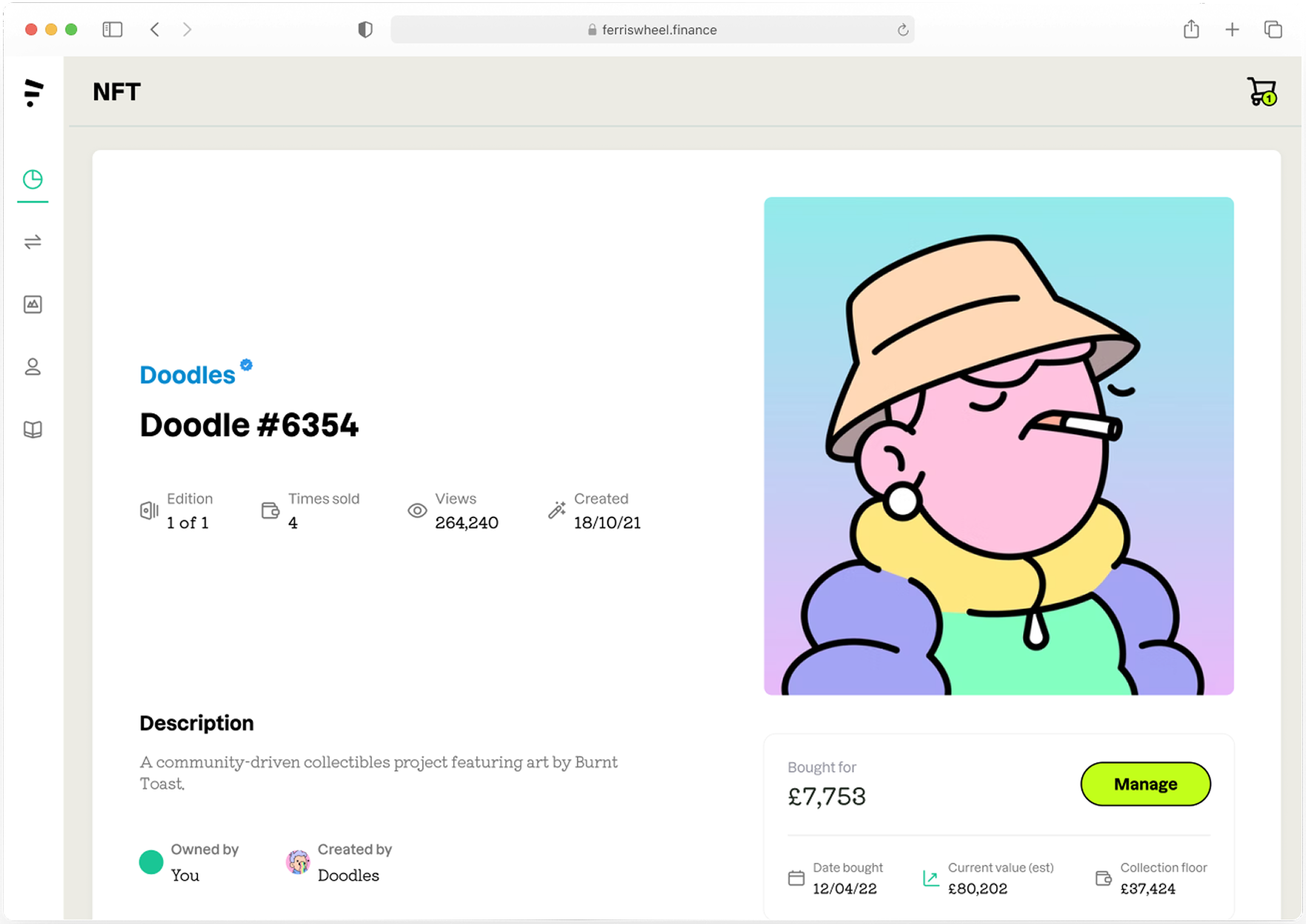 Ferriswheel desktop — NFT marketplace